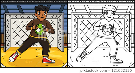 Handball Goalkeeper Blocking the Ball Illustration 121632130
