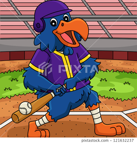 Baseball Batter Mascot Colored Cartoon  121632237