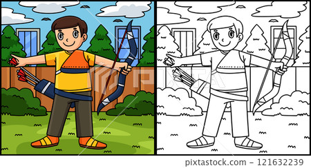 Archery Archer Taking Arrow from Quiver  121632239
