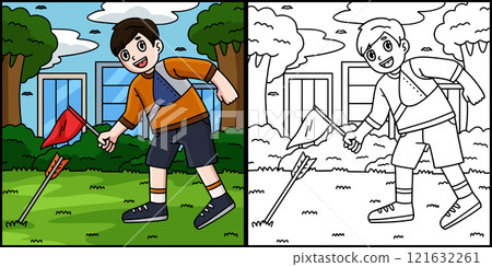 Archery Archer Measuring Arrow Distance  121632261