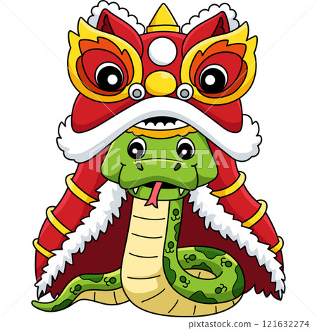 Year of the Snake with the Dragon Dance Clipart 121632274