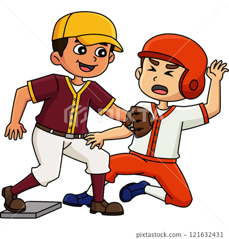 Baseball Player Base Tagging Cartoon Clipart Baseball Player Base Tagging Cartoon Clipart 121632431