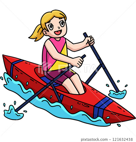 Rowing Oarswoman Cartoon Colored Clipart  121632438
