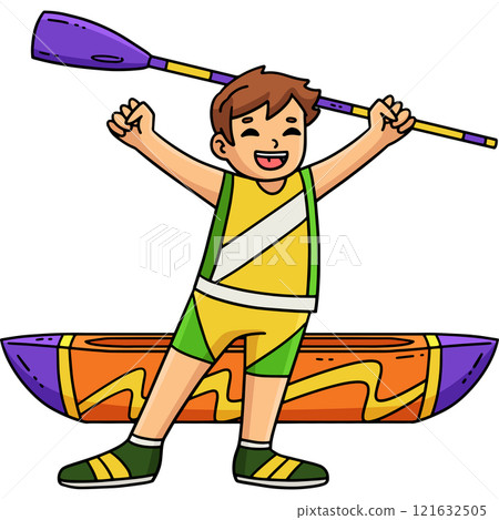 Rowing Oarsman Raising Oar in Victory Clipart Rowing Oarsman Raising Oar in Victory Clipart 121632505