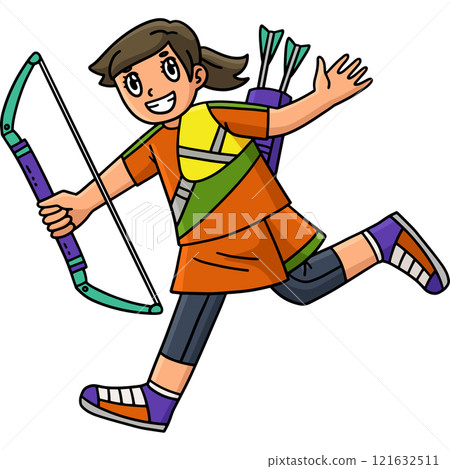 Archery Female Archer with Bow and Arrow Clipart Archery Female Archer with Bow and Arrow Clipart 121632511