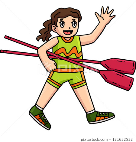 Rowing Oarswoman Carrying Oars Cartoon Clipart Rowing Oarswoman Carrying Oars Cartoon Clipart 121632532