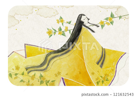 Tale of Genji, Murasaki Shikibu, 22nd volume, Tamakazura, watercolor illustration 121632543