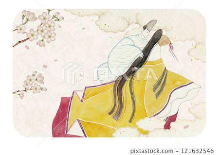 Tale of Genji, Murasaki Shikibu, 24 volumes, Butterfly, watercolor illustration Tale of Genji, Murasaki Shikibu, 24 volumes, Butterfly, watercolor illustration 121632546