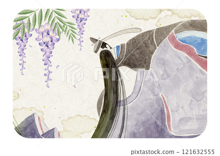 源氏物語紫式部 33 章紫藤葉水彩插圖 121632555