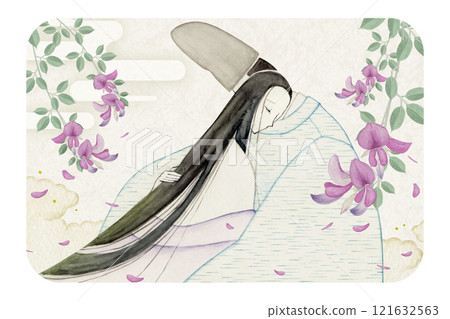 紫式部源氏物語 40 章法水彩插圖 紫式部源氏物語 40 章法水彩插圖 121632563