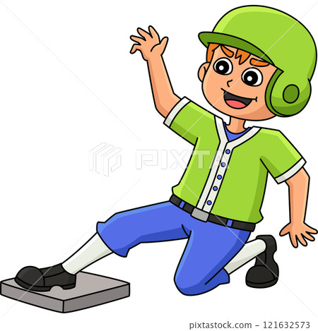 Baseball Player Sliding Cartoon Colored Clipart 121632573