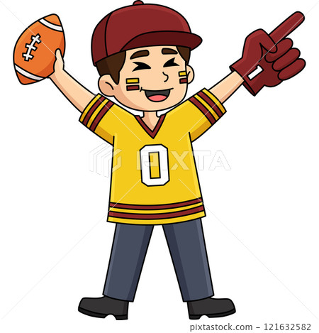 American Football Fan Cartoon Colored Clipart American Football Fan Cartoon Colored Clipart 121632582