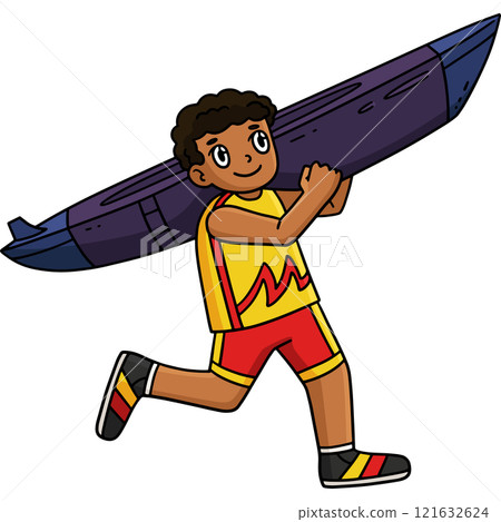 Rowing Oarsman Carrying Boat Competition Clipart 121632624