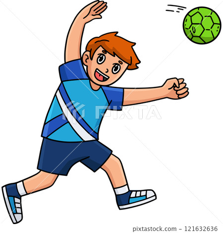 Handball Player Defense Position Cartoon Clipart 121632636