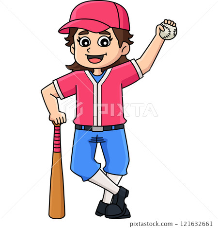 Female Baseball Player Cartoon Colored Clipart Female Baseball Player Cartoon Colored Clipart 121632661