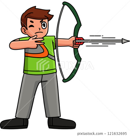 Archery Archer Shooting Arrow Cartoon Clipart 121632695