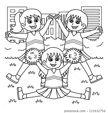 Cheerleading Female Cheerleader Squad Coloring Cheerleading Female Cheerleader Squad Coloring 121632758