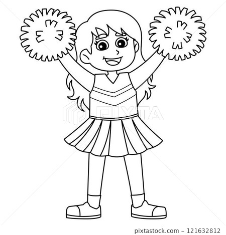 Female Cheerleader High V Motion Isolated Coloring 121632812