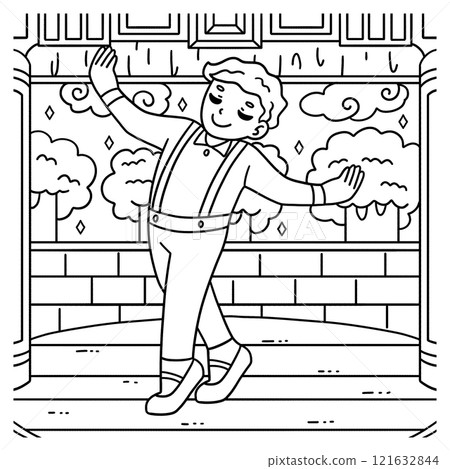 Ballet Danseur Dancing Coloring Page for Kids 121632844