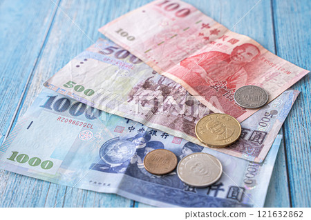 Taiwanese currency, banknotes, cash Taiwanese currency, banknotes, cash 121632862