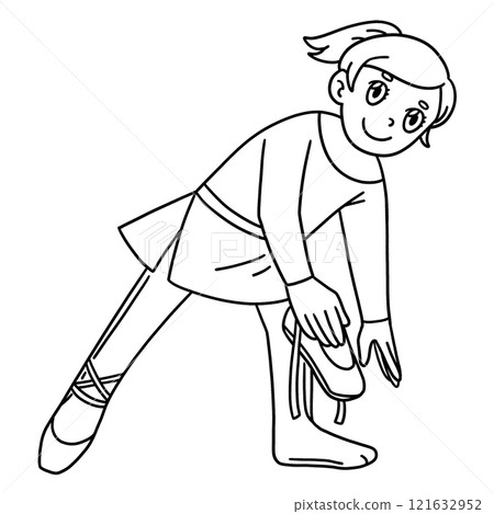 Ballerina Wearing Shoes Isolated Coloring Page  121632952