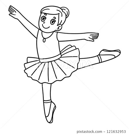 Ballerina doing Arabesque Isolated Coloring Page  121632953