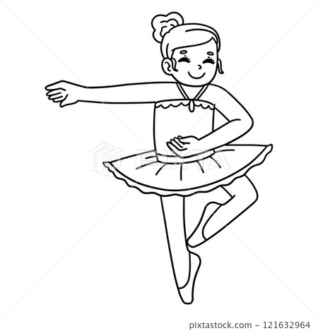 Ballerina Performing a Pirouette Isolated Coloring 121632964