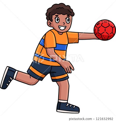 Handball Player Running with Ball Cartoon Clipart Handball Player Running with Ball Cartoon Clipart 121632992