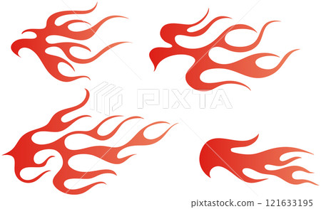 Burning flame/fire decorative material illustration set 121633195