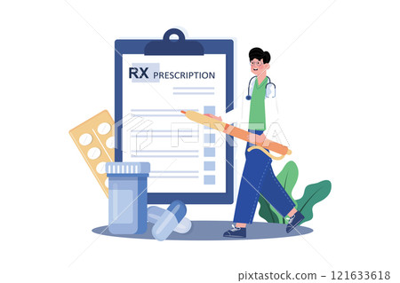 Doctor Writing Prescription Illustration concept on white background 121633618