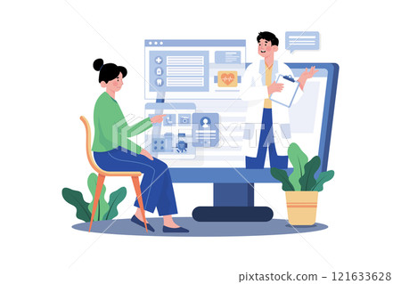 Online Medical Consultation Illustration concept on white background 121633628