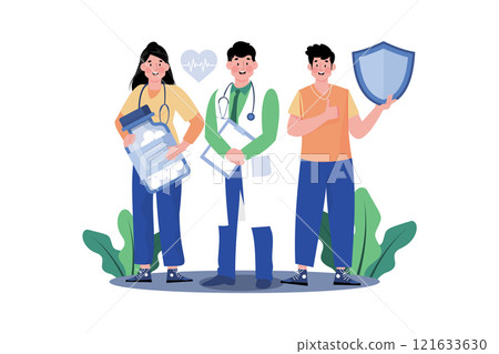 Hospital Staff Standing Together Illustration concept on white background 121633630