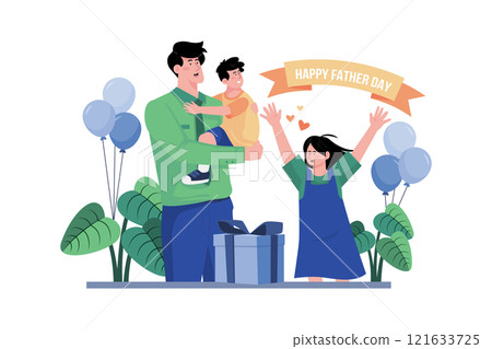 Happy Father Day Illustration concept on white background Happy Father Day Illustration concept on white background 121633725