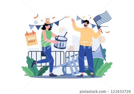 American Independence Day Illustration concept on white background American Independence Day Illustration concept on white background 121633726
