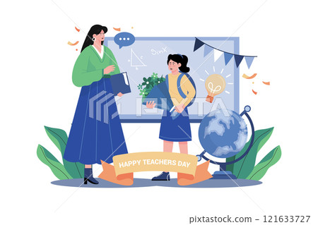 Happy Teacher Day Illustration concept on white background 121633727