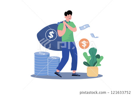 Man carrying a bag of money 121633752