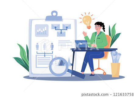 Businesswoman Thinking About Data Businesswoman Thinking About Data 121633758