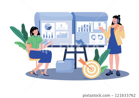 Businesswoman Comparing AB Testing Results 121633762