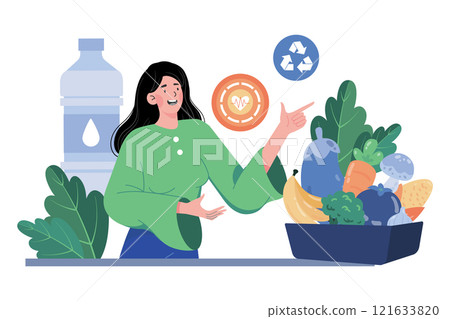 Organic Food Illustration concept on white background 121633820