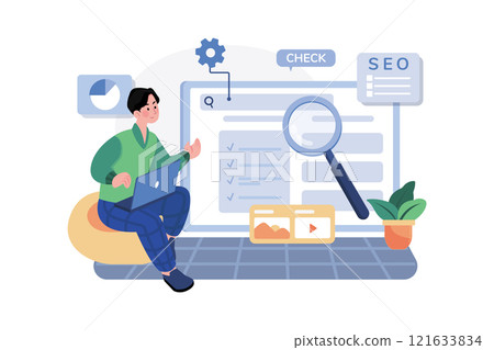 SEO Monitoring Illustration concept on white background 121633834