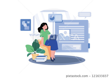 SEO Content Illustration concept on white background SEO Content Illustration concept on white background 121633837