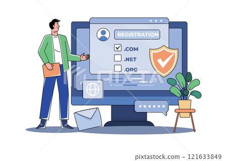 Domain Registration Illustration concept on white background Domain Registration Illustration concept on white background 121633849