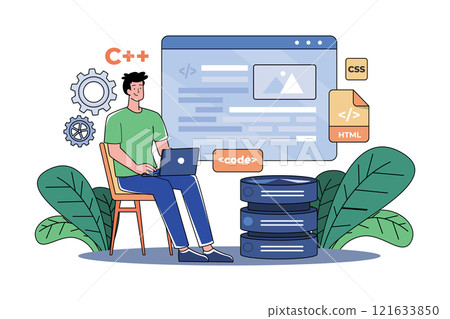 Web coding Illustration concept on white background Web coding Illustration concept on white background 121633850