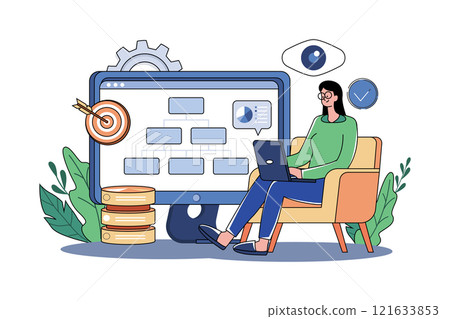 Data Monitoring Illustration concept on white background 121633853