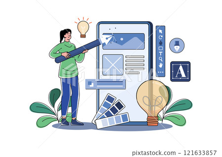 Mobile UI design Illustration concept on white background Mobile UI design Illustration concept on white background 121633857
