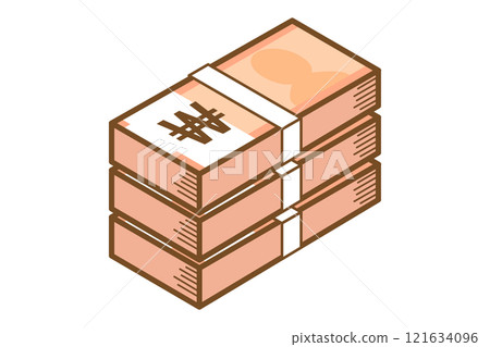 Illustration of stacked Korean won bills 121634096