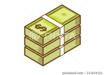 Illustration of stacked US dollar bills 121634101