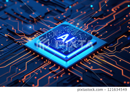A light-emitting circuit board integrated with AI technology on a digital chip 121634549