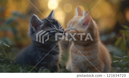 兩隻貓彼此接近 兩隻貓彼此接近 121634720
