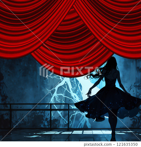 Red curtain stage AI image AI generated material 121635350